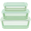 Pyrex® Simply Store® Tinted 6-piece Rectangle Storage Set with Plastic Lids, Green