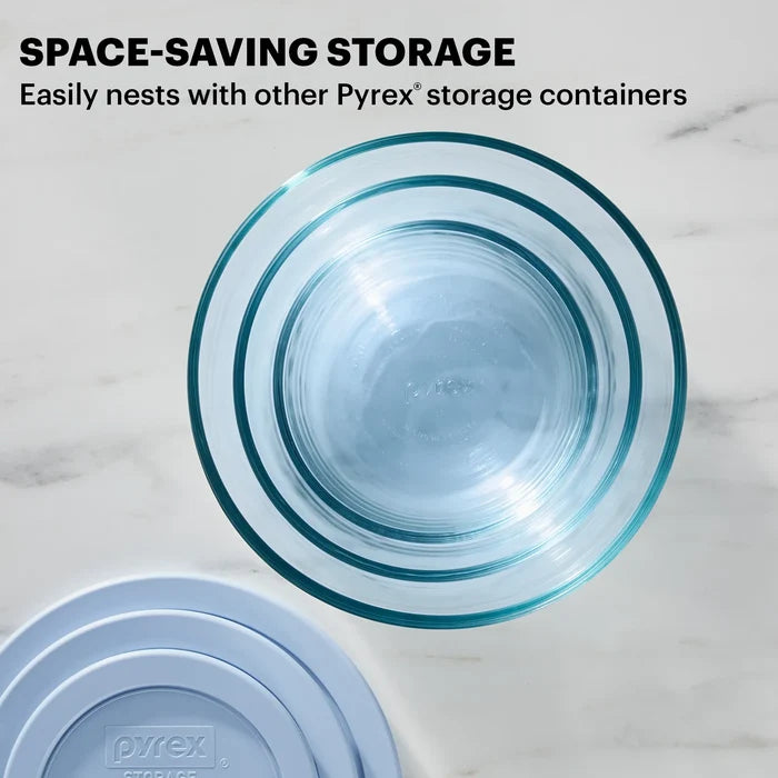 Pyrex® Simply Store® Tinted 6-piece Round Storage Set with Blue Plastic Lids