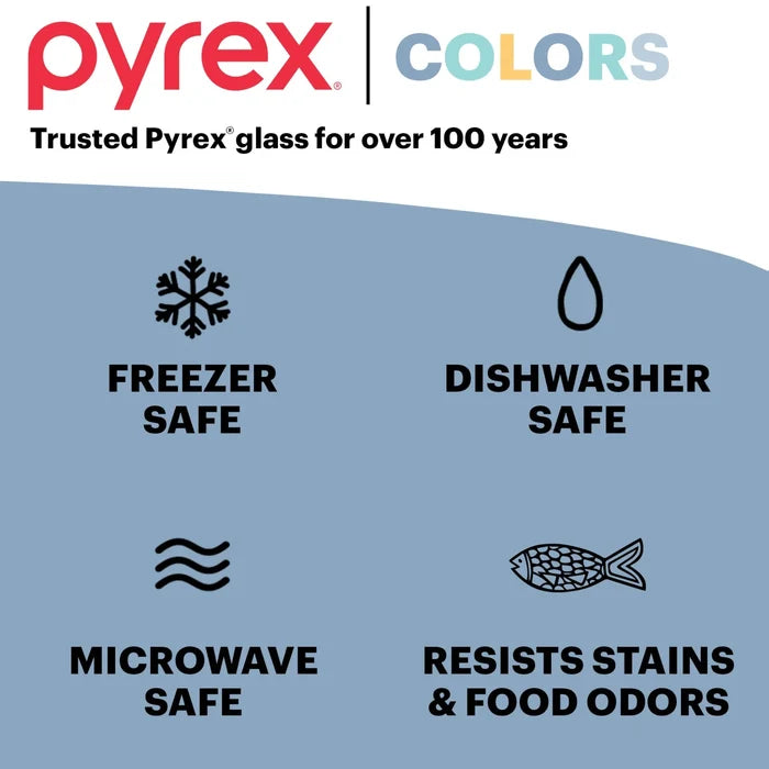 Pyrex® Simply Store® Tinted 6-piece Round Storage Set with Blue Plastic Lids