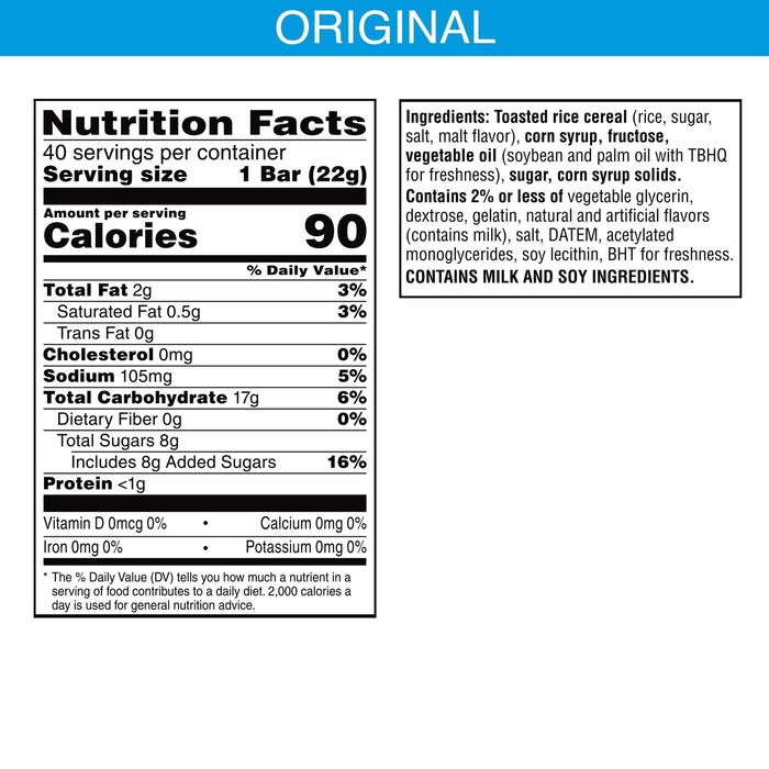 Rice Krispies Treats Original Chewy Crispy Marshmallow Squares, Ready-to-Eat, 31.2 oz, 40 Count