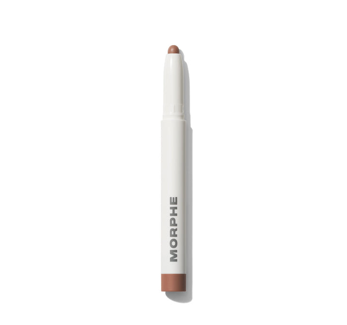 {Refined} Morphe Shapelifter Micro Contour Stick in Refined: white barrel printed MORPHE, warm medium-brown tip and base.