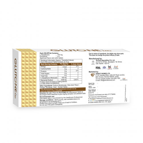Skin Glow and Immunity Glutone MD - Mouth Dissolving 30 Tablets Pack of 10