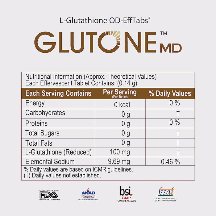 Skin Glow and Immunity Glutone MD - Mouth Dissolving 30 Tablets Pack of 5