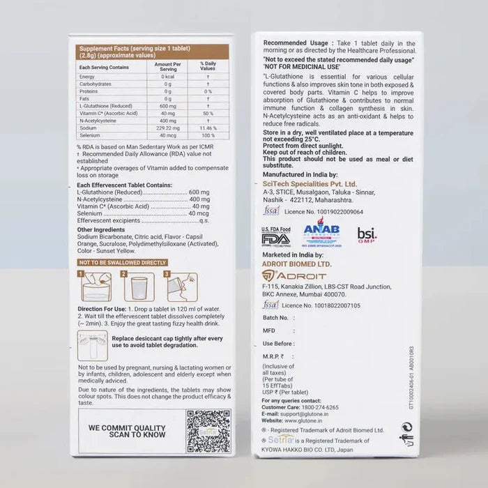 Skin Glow Combo Glutone 1000 with Ener C 1000