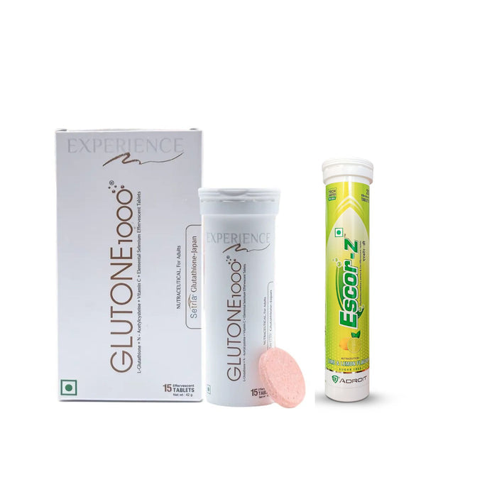 Skin Glow Combo Glutone 1000 with Escor Z (Lime & Lemon Flavour) - Pack of 4
