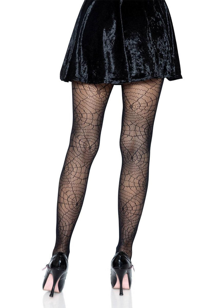 Leg Avenue Black Spiderweb Lace Tights - VampireFreaks