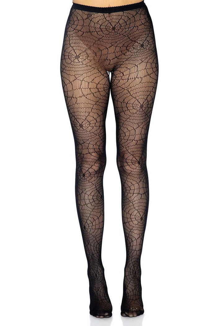 Leg Avenue Black Spiderweb Lace Tights - VampireFreaks