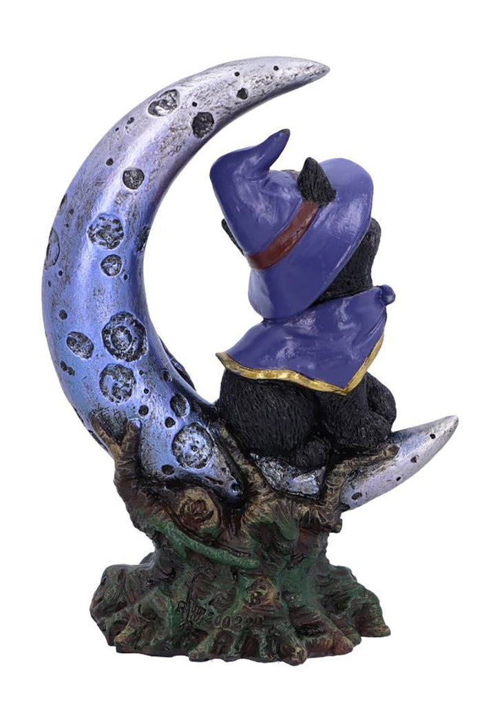Spooky Witches Familiar Black Cat and Crescent Moon Figurine