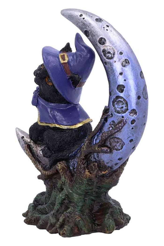 Spooky Witches Familiar Black Cat and Crescent Moon Figurine