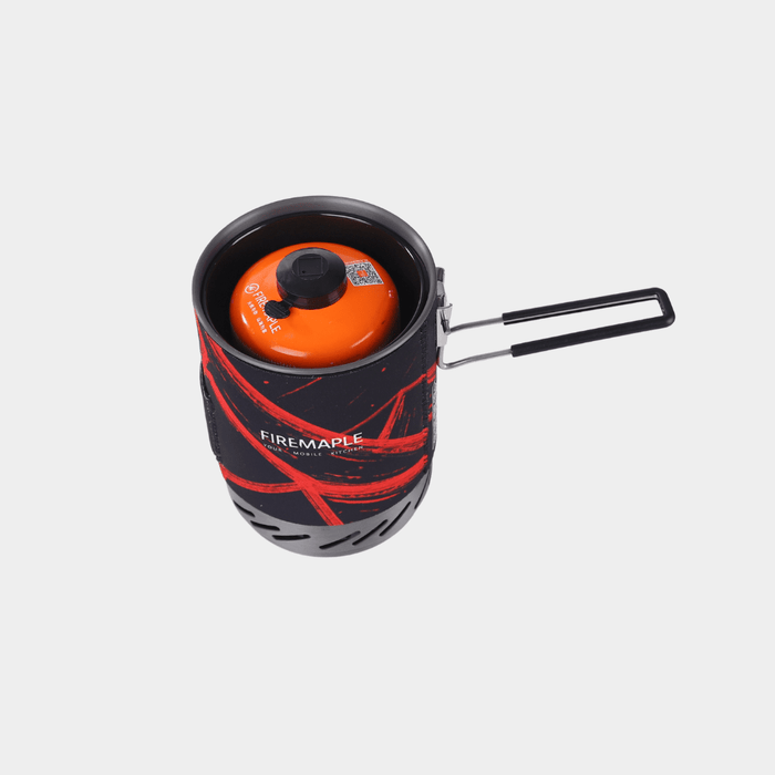 Camping stove with red and black design on a white background #color_black-red