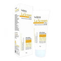 Suderma La Screen Silicone Sunscreen Gel SPF30 packaging and tube. The packaging is primarily white and gold with text detailing product information and the tube is white with a silver mirrored lid.