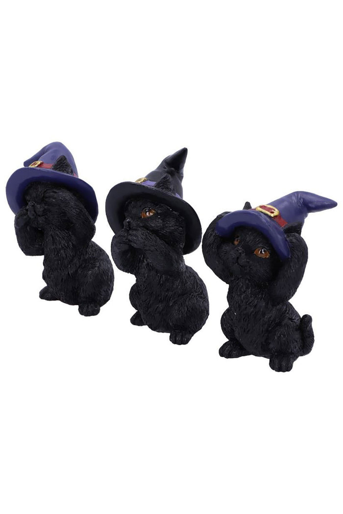 Three Wise Familiars See No Hear No Speak No Evil Black Cats Figurines