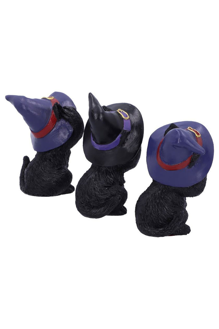 Three Wise Familiars See No Hear No Speak No Evil Black Cats Figurines