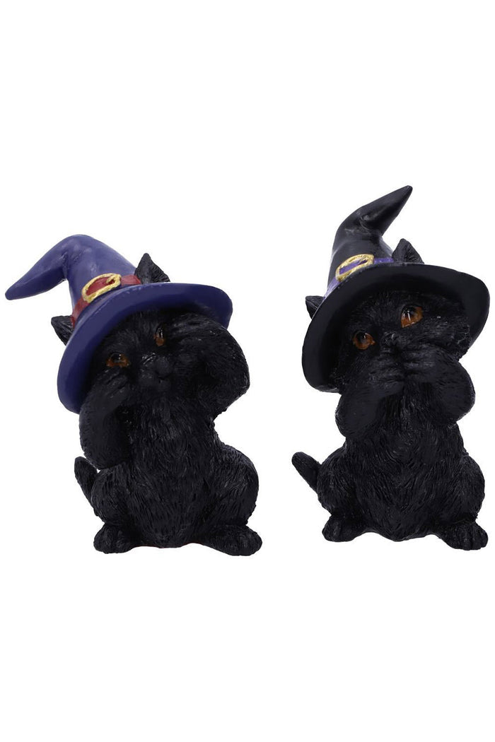 Three Wise Familiars See No Hear No Speak No Evil Black Cats Figurines