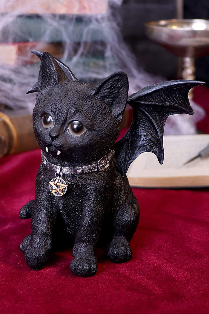 Vampuss Black Bat Cat Sculpture