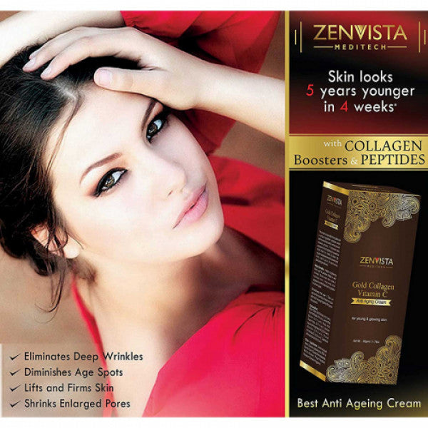 Zenvista Gold Collagen & Vitamin C Anti Ageing Cream, 50gm